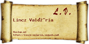 Lincz Valéria névjegykártya
