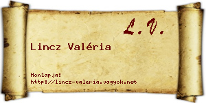 Lincz Valéria névjegykártya